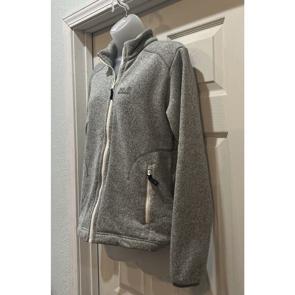 Jack Wolfskin Fleece Jacket women M Gray full Zip Outdoor Casual Cnanuk 200 - Picture 3 of 11